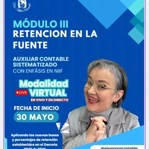 Imagen de portada para Curso online Módulo 3 Retención En La Fuente, Compras y Otros Conceptos_ Auxiliar Contable Niif