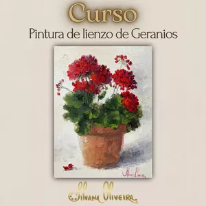 Imagen de portada para Curso online Pintura de lienzo de Geranios