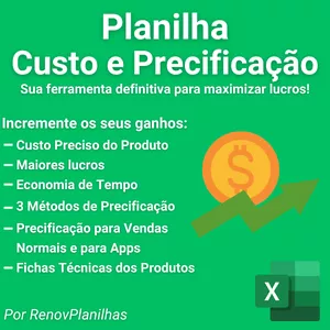 Imagem de capa para o Curso online Planilha de Custo e Precificação - Precisa e Automatizada - Para Doces, Salgados, dentre outros