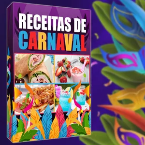 Imagem de capa para o Ebook Receitas de Carnaval - Salgados, Doces e Bebidas