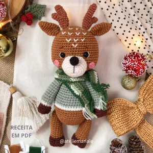 Imagem de capa para o Ebook Severino, o cervo-rena Receita de amigurumi em PDF