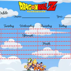 Cover image for Ebook Plantilla editable Canva (horario escolar - Dragon Ball).