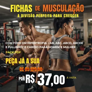 Imagem de capa para o Ebook FICHAS DE TREINO COMPLETAS – 14 PROGRAMAS PARA 1 ANO DE EVOLUÇÃO