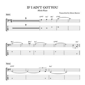 Cover image for Ebook IF I AIN'T GOT YOU (Alicia Keys) Bass Transcription, Score &amp; Tab Lesson