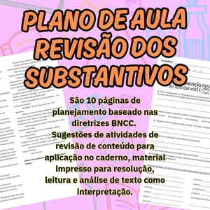 Imagem de capa para o Ebook 🩵Plano de aula revisao substantivo 🩵