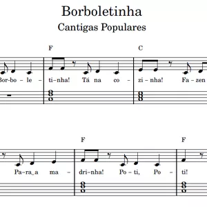 Imagem de capa para o Ebook Borboletinha (Cantigas Populares) - Partitura para PIANO
