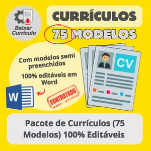 Imagem de capa para o Curso online Currículos (75 Modelos) Com Modelos Semi Preenchidos/ 100% Editáveis em Word + Software em Excel