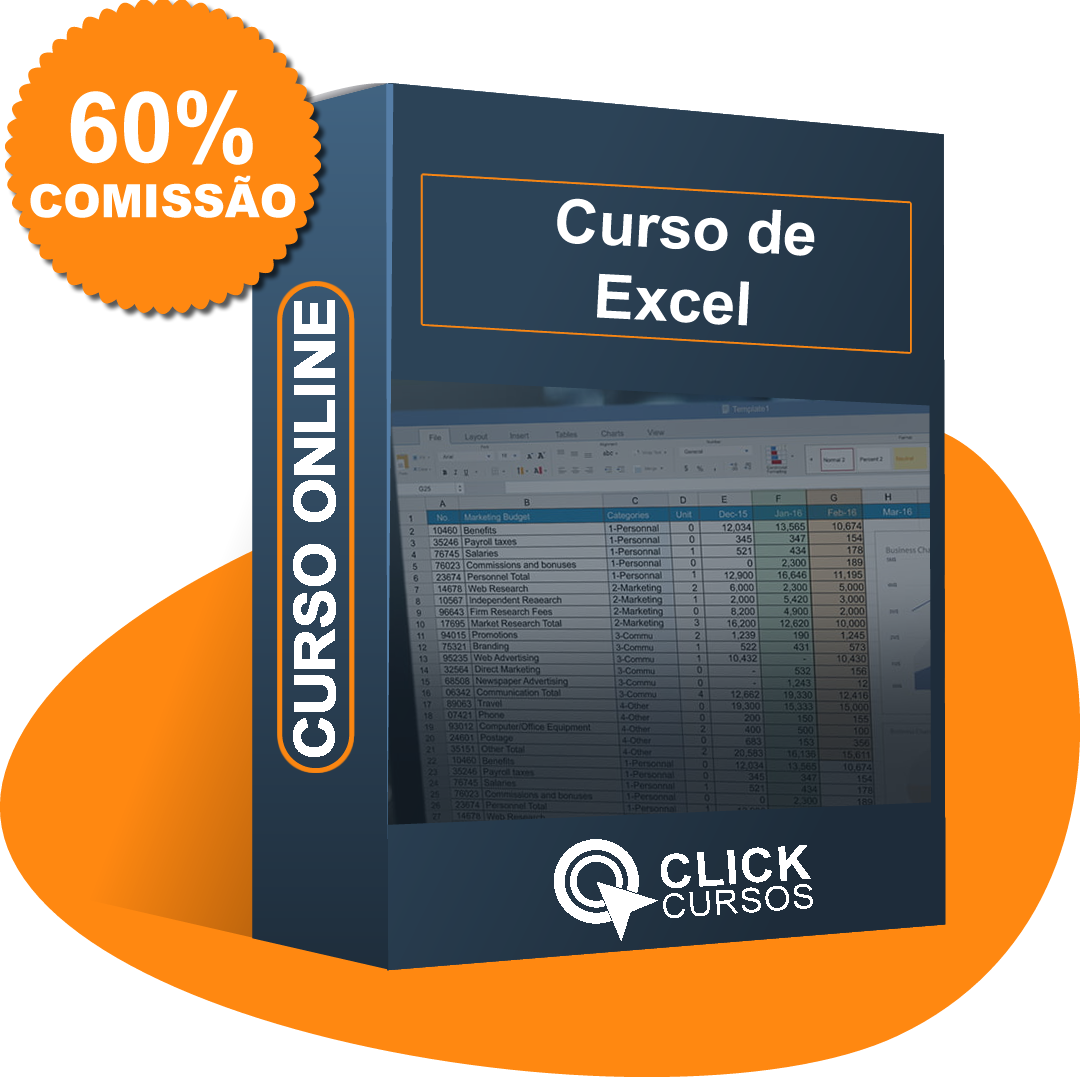 Imagem de Curso de Excel criado por Click Cursos  na hotmart