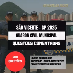 Imagem de capa para o Ebook Apostila de Questões Comentadas - Guarda Civil Municipal - São Vicente - SP 2025