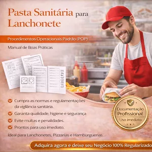 Imagem de capa para o Curso online PACK COM 59 DOCUMENTOS: POP'S LANCHONETE, MANUAL DE BOAS PRÁTICAS, FICHAS DE CONTROLE E PLANILHAS