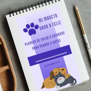 Imagen de portada para Ebook "Mi Mascota Sana y Feliz". Planner de salud y cuidados para perros y gatos.