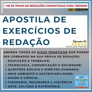Imagem de capa para o Ebook APOSTILA DE EXERCÍCIOS DE REDAÇÃO | + de 50 REDAÇÕES COMENTADAS PARA PRATICAR