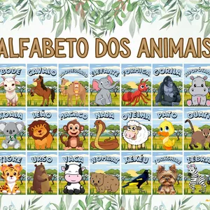Imagem de capa para o Ebook 🐯🦁🐨Alfabeto dos Animais de parede