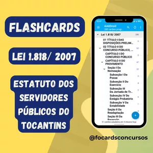 Imagem de capa para o Curso online Flashcards da Lei 1.818/ 2007 – Estatuto dos Servidores Públicos Civis do Estado do Tocantins
