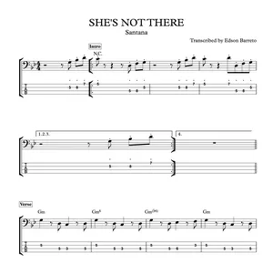 Cover image for Online course SHE'S NOT THERE (Santana) Bass Transcription, Score & Tab Lesson