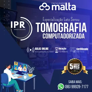 Imagem de capa para o Curso online PÓS GRADUAÇÃO EM TOMOGRAFIA COMPUTADORIZADA 