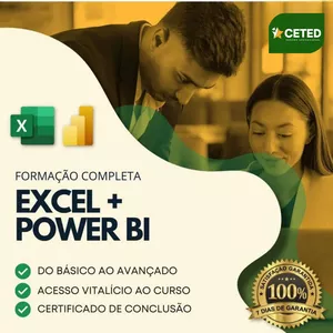 Imagem de capa para o Curso online Excel Básico e Avançado + Power Bi