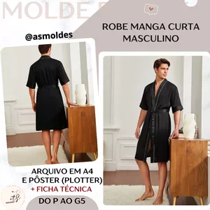 Imagem de capa para o Ebook  Robe Manga Curta Masculino - Molde em PDF