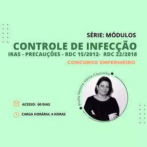 Imagem de capa para o Curso online CONTROLE DE INFECÇÃO I PRECAUÇÕES + RDC 15 DE 2012
