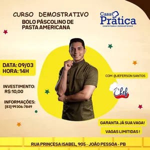 Imagem de capa para o Evento presencial CURSO BOLO PASCOLINO DE PASTA AMERICANA
