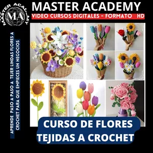 Imagen de portada para Curso online CURSO DE FLORES TEJIDAS EN CROCHET PARA NEGOCIO +BONUS DE OBSEQUIO