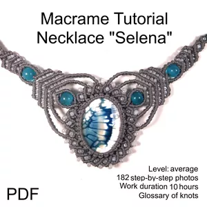 Cover image for Ebook Macrame Tutorial Necklace with stone "Selena" diy macrame pattern