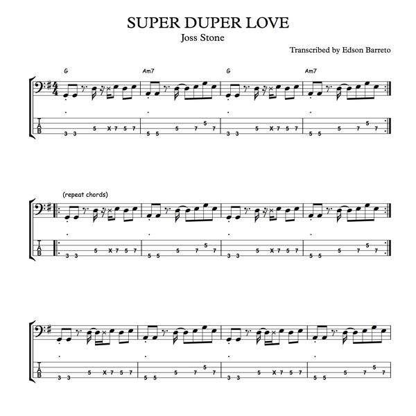 Super Duper Love Joss Stone Bass Transcription Score Tab Lesson Edson Renato Vitti Barreto Learn A New Skill Templates Source Codes Hotmart