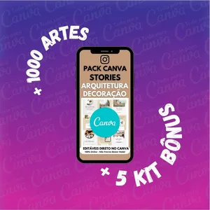 Imagem de capa para o Curso online Stories Arquitetura e Decoração - Pack Canva Editável +1000Artes +5Kits Bônus