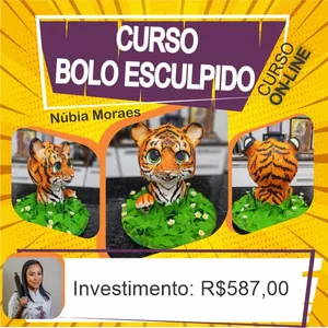 Imagem de Núbia Moraes, Curso bolo esculpido tigre. criado por Super Confeiteira na hotmart
