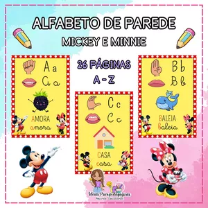 Imagem de capa para o Ebook ALFABETO DE PAREDE 1 – Mickey e Minnie✨🥰