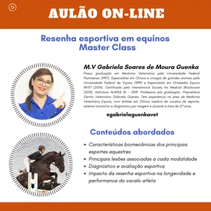 Imagem de capa para o Curso online Resenha esportiva em equinos (cavalos) - MasterClass Medica Veterinária ​Dra Gabela Guenka 