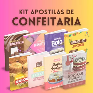 Imagem de capa para o Ebook Kit Apostilas de Confeitaria