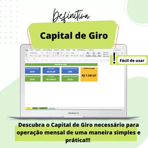 Imagem de Planilha de Excel – Capital de Giro criado por Alex Barros - Materiais que ajudam no dia a dia na hotmart