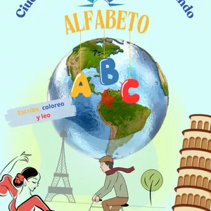 Imagen de portada para Ebook Alfabeto viajero. Aprende a escribir el abecedario y a leer, mientras  coloreas y conoces ciudades y monumentos del mundo.