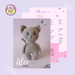 Imagem de capa para o Ebook PDF- Gato Alex em amigurumi