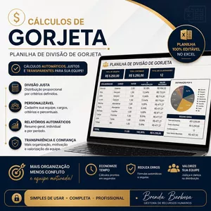 Imagem do curso Divisão de Gorjetas + Planilha + Vídeo Explicativo