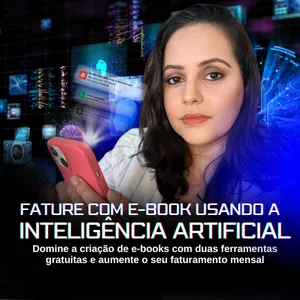 Imagem de capa para o Curso online MasterBook: como criar um e-book completo com Canva &amp; IA para faturar