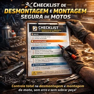 Imagem de capa para o Ebook Checklist de Desmontagem e Montagem Segura de Motos