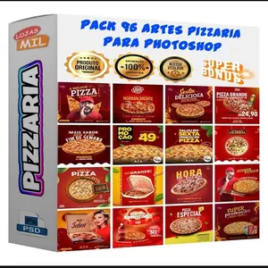 Imagem de capa para o Ebook Pack 96 Artes Para Pizzaria Editáveis Psd + Png