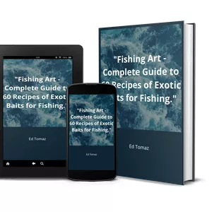 Cover image for Ebook "Fishing Art - Complete Guide to 60 Recipes of Exotic Baits for Fishing."