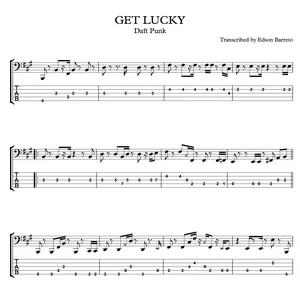 Main image of product GET LUCKY (Daft Punk feat. Pharrell Williams) Bass Score & Tab Lesson