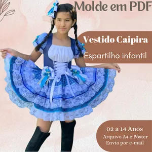Imagem de capa para o Ebook MOLDE EM PDF VESTIDO CAIPIRA  INFANTIL 