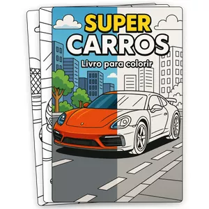 Imagem de capa para o Ebook Super Carros - Livro para Colorir