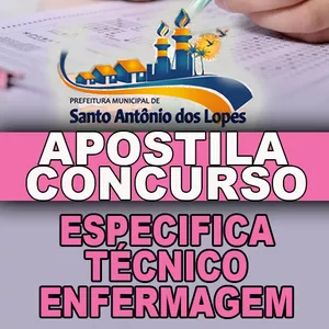 Imagem de capa para o Ebook APOSTILA CONCURSO SANTO ANTONIO DOS LOPES (ESPECIFICA TEC. ENFERMAGEM)