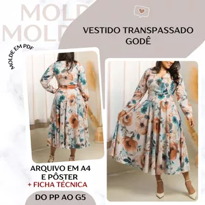 Imagem de capa para o Ebook Vestido Transpassado Godê - Molde em PDF