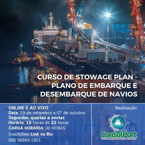 Imagem de capa para o Curso online Curso Stowage  Plano de Carga e Descarga de Navios 