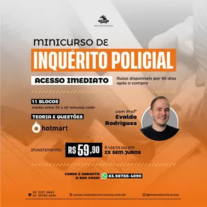 Imagem de capa para o Curso online CURSO DE INQUÉRITO POLICIAL - PROCESSO PENAL | PROF. EVALDO RODRIGUES