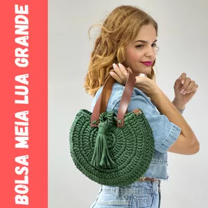 Imagem de capa para o Curso online Crochê Lucrativo: Bolsa Meia Lua Grande – Curso Completo