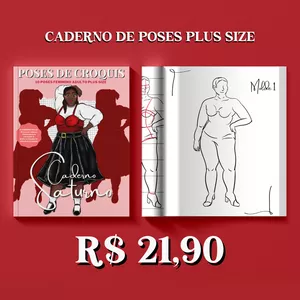 Imagem de capa para o Ebook Caderno de poses - Saturno (Croquis de moda feminino Plus Size)