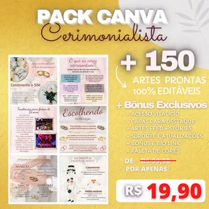 Imagem de capa para o Curso online Pack Canva Cerimonialista